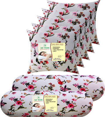 ACTOS Microfibre Bolster Pack of 7 Floral(White)