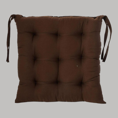 SOFT SNOOZE Microfibre Solid Chair Pad Pack of 1(Brown)
