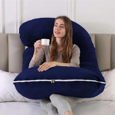 Vijay Polyester Fibre Pregnancy Pillow Pack of 1 Solid Premium series(Dark Blue)