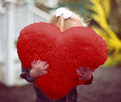 PICKKART Big Heart Shape Pillow Stuffed Cushion Toy Microfibre Solid Cushion Pack of 1(Red)
