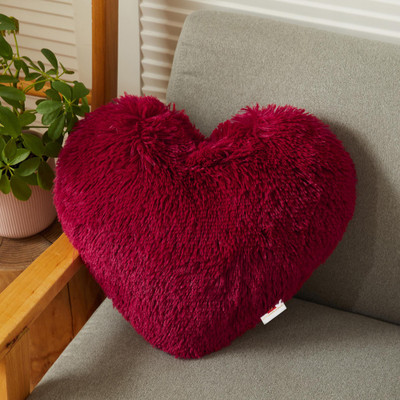 Wondershala Red cushion heart pillow Microfibre, Polyester Fibre Solid Cushion Pack of 1(Red)