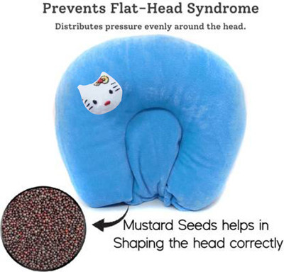 Nyla Mustard Seeds Solid Baby Pillow Pack of 1(Light Blue)