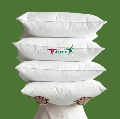 TWIROX LUXURY Polyester Fibre Solid Sleeping Pillow Pack of 4(White)