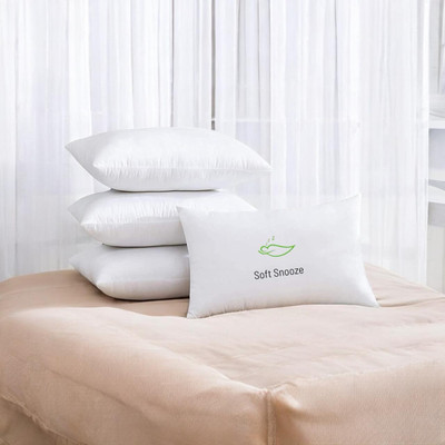 SOFT SNOOZE SOFT LUXURY Microfibre Solid Sleeping Pillow Pack of 4(White)