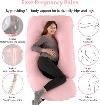 Mojo J SHAPE Microfibre Solid Pregnancy Pillow Pack of 1(Pink)