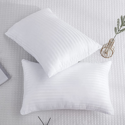 VLYSIUM PERFECT SLEEPER very soft standard pillow / takiya set 17x27 Inch filler (43x69 Inch) Polyester Fibre Stripes Cushion Pack of 2(White)