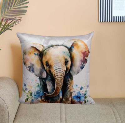 Rithanya Polyester Fibre Animals Cushion Pack of 1(White, Greay)