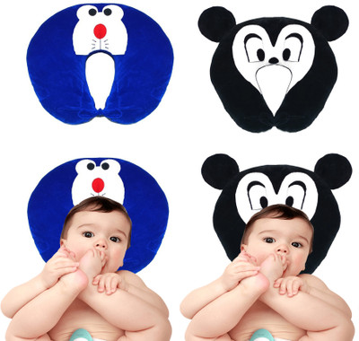 Varnar Baby Head Support Pillow Microfibre Toons & Characters Baby Pillow Pack of 2(Blue Doremon, Yellow Pikachu)