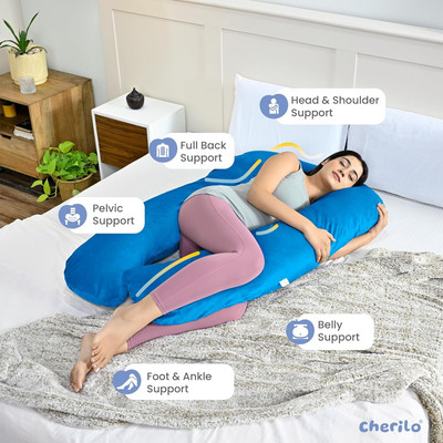 Mojo Premium series Polyester Fibre Solid Pregnancy Pillow Pack of 1(Royal Blue)