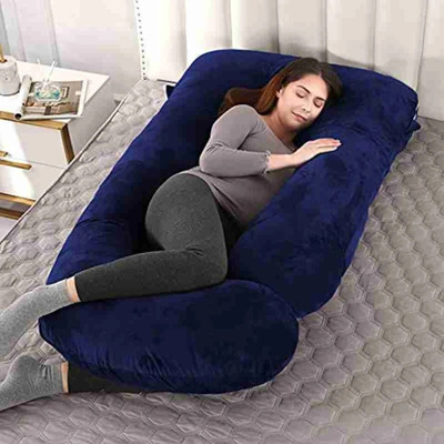 JOXMAN Pregnancy pillow Polyester Fibre Solid Pregnancy Pillow Pack of 1(Blue)