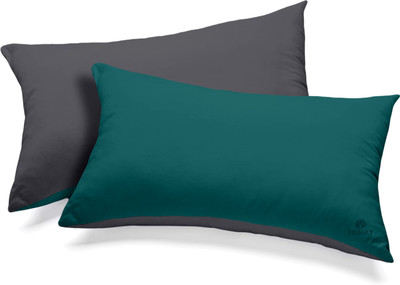 Filbert Microfibre Solid Sleeping Pillow Pack of 2(Teal/Dark Grey)