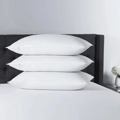 FurniGully Pillow Set Comfort And Support Microfibre Stripes Sleeping Pillow Pack of 3(White)