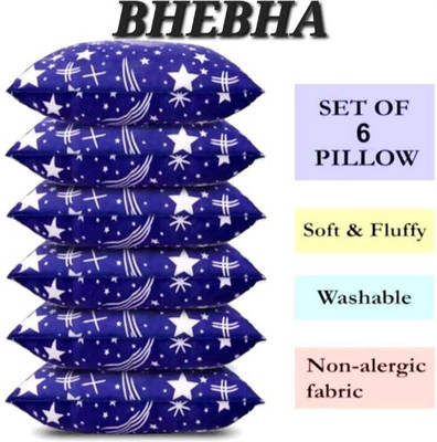 LIPONOS Polyester Fibre Sleeping Pillow Pack of 6 Abstract LUXURY(Blue)