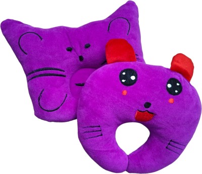 MeeZone Microfibre Animals Baby Pillow Pack of 2(Purple, Purple)