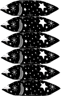 VILLAGERS Polyester Fibre Abstract Sleeping Pillow Pack of 6(Black)