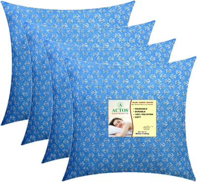 ACTOS Microfibre Floral Cushion Pack of 4(Light Blue)