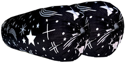 SANJU BROTHER Microfibre Abstract Bolster Pack of 2(Black)