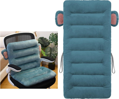 Hundur Store Microfibre Solid Chair Pad Pack of 1(Blue)