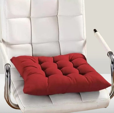 THM Microfibre Solid Chair Pad Pack of 1(Red)