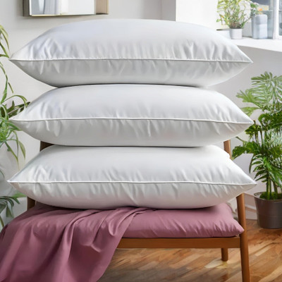 GUNVAR INDIA PRIVATE LIMITED LUXURY Polyester Fibre Solid Sleeping Pillow Pack of 3(White)