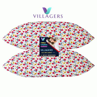 VILLAGERS LUXURY Polyester Fibre Abstract Sleeping Pillow Pack of 2(Multicolor)