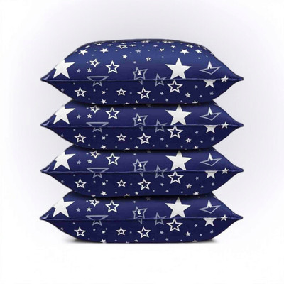fulffystyl Microfibre Sleeping Pillow Pack of 4 Solid luxury(Blue)