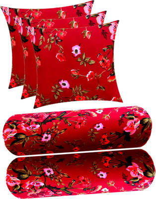 Changers Microfibre Floral Sleeping Pillow Pack of 5(Maroon, Multicolor)
