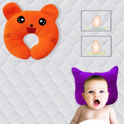 Found Fit Mustard Seeds Solid Baby Pillow Pack of 2(Orange & Purple)