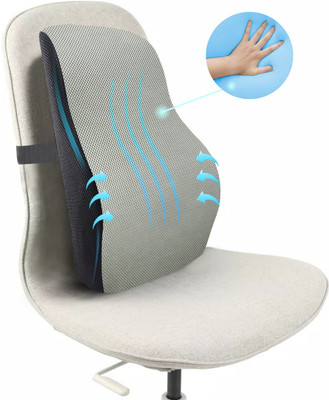 Sleepsia Lumbar Support Pillow | Back Rest for Office Chairs, Car Seats, and Pain Relief Memory Foam Solid Sleeping Pillow Pack of 1(Grey/Black)