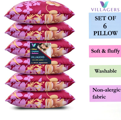VILLAGERS LUXURY Polyester Fibre Abstract Sleeping Pillow Pack of 6(Pink)