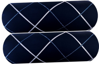 GKM Sofa Round Bolster Microfibre Geometric Sleeping Pillow Pack of 2(Blue)