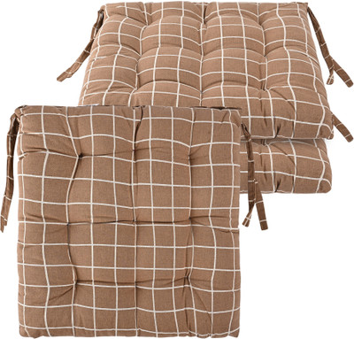 KUBER INDUSTRIES Microfibre Abstract Chair Pad Pack of 3(Brown)