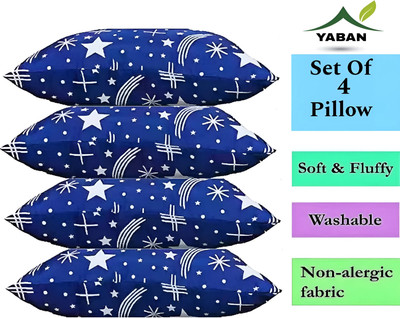 YABAN ULTRA SOFT LUXURY Polyester Fibre Abstract Sleeping Pillow Pack of 4(Blue)
