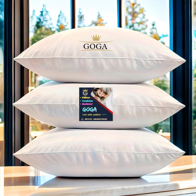 GOGA LUXURY Polyester Fibre Abstract Sleeping Pillow Pack of 3(White)