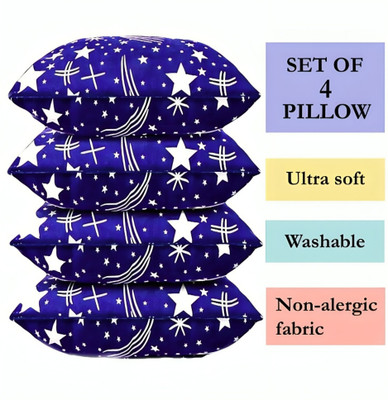 vraanc Luxury Polyester Fibre Abstract Sleeping Pillow Pack of 4(Blue)