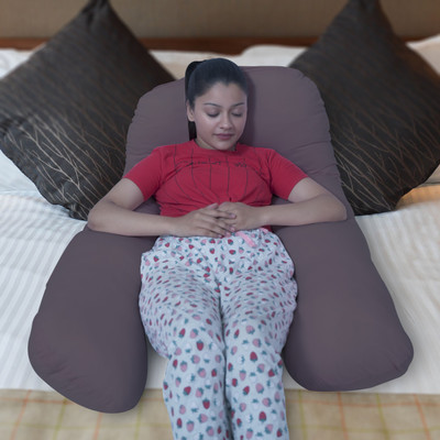 KWALITY DREAMS Microfibre Solid Pregnancy Pillow Pack of 1(Brown)
