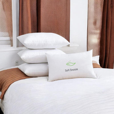 SOFT SNOOZE SOFT LUXURY Microfibre Solid Sleeping Pillow Pack of 4(White)