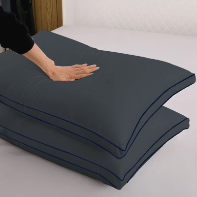 ADBENI HOME Microfibre Solid Sleeping Pillow Pack of 2(Dark Grey-Navy Blue)