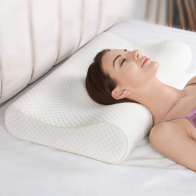 MRJOOO Contour Graphite Infused Memory Foam Pillow Memory Foam Stripes Sleeping Pillow Pack of 1(Classic white)