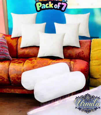 Urmila Creation Microfibre Bolster Pack of 7 Stripes 2 Bolester 5 Cushion(White)