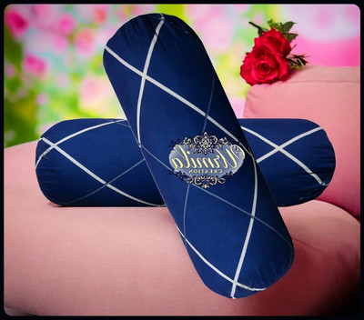 Urmila Creation Microfibre Bolster Pack of 2 Geometric Round(Dark Blue)