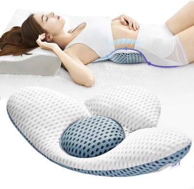 POXEFLIP Sleep Pillow Support Lumbar Muscle Strain for Planes Trains Buses Waist Support Polyester Fibre Solid Lumbar Pillow Pack of 1(White)