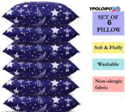 LIPONOS LUXURY Polyester Fibre Abstract Sleeping Pillow Pack of 6(Blue)