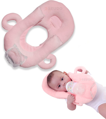 Pseudo Cotton Baby Pillow Pack of 1 Solid Self Fedding Pillow(Pink)