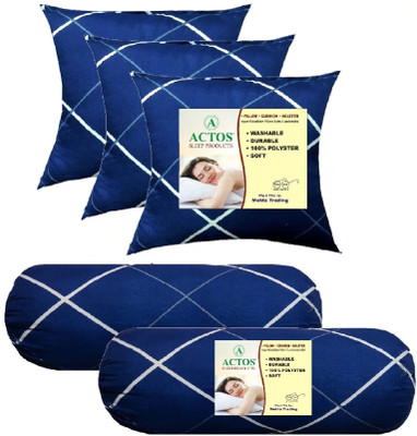 ACTOS Microfibre Geometric Bolster Pack of 5(Dark Blue8)