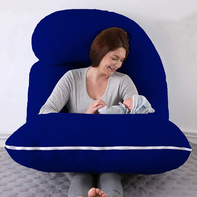 JoJo j shape pregnancy pillow Microfibre Solid Body Pillow Pack of 1(ROYAL BLUE)