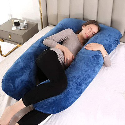 THUKRAN Microfibre Solid Pregnancy Pillow Pack of 1(Dark Blue)