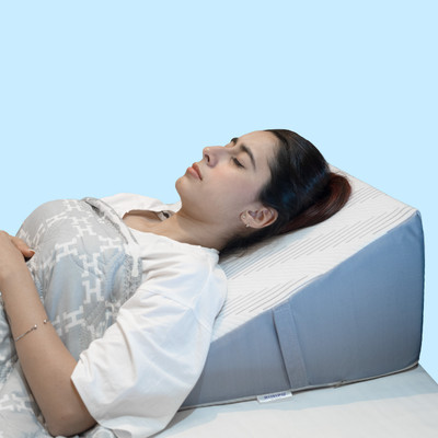 RINIPO Cotton Solid Orthopaedic Pillow Pack of 1(WHITE GREY)