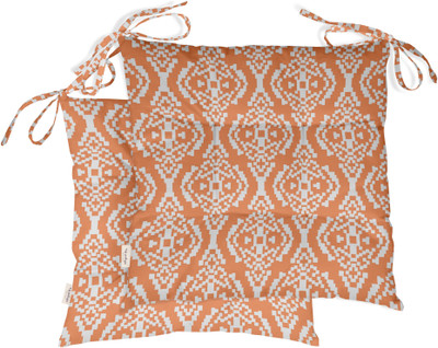 Vargottam Polyester Fibre Motifs Chair Pad Pack of 2(Orange 3)