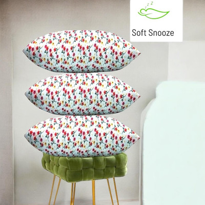 SOFT SNOOZE Microfibre Sleeping Pillow Pack of 3 Floral Luxury(White)